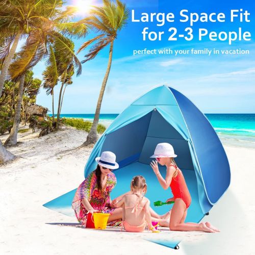  FBSPORT Beach Tent,X-Large Pop Up Beach Shade, UPF 50+ Sun Shelter Instant Portable Tent Umbrella Baby Canopy Cabana with Carry Bag