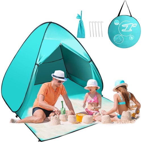  FBSPORT Beach Tent, UPF 50+ Easy Pop Up Beach Shade, Sun Shelter Instant Portable Beach Tent Umbrella Baby Canopy Cabana with Carry Bag, Cyan