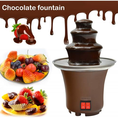  [아마존베스트]FC Chocolate Fountain, Machine Electirc Chocolate Pro Fondue Set, Easy To Assemble 3 Tier Stainless Steel Fondue Heat & Motor Controls, Perfect for Party Wedding, Brown