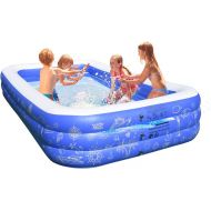 FC Design Backyard Swim Center for Kids, Adults, Babies, Toddlers, Blow up Large Rectangular Patio Garden Outdoor Inflatable Family Swimming Pools with Electric Air Pump Included,