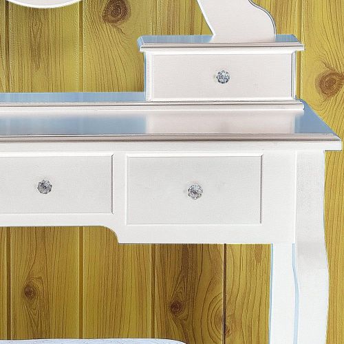  FCH Girls Vanity Table Set with Mirror 5 Drawer Makeup Vanity Table with Drawers and Stool