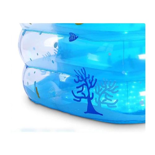  FCH Ocean Life Paddling Pool Kids Inflatable Pools for Summer Party Two Inflatable Holes Rapid Drainage Five-Layer Transparent Baby Paddling Pool Bath tub Inflatable Ball Pool 9570