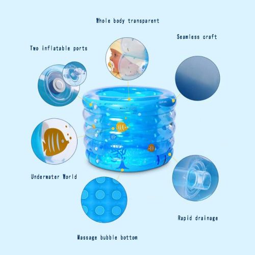  FCH Ocean Life Paddling Pool Kids Inflatable Pools for Summer Party Two Inflatable Holes Rapid Drainage Five-Layer Transparent Baby Paddling Pool Bath tub Inflatable Ball Pool 9570