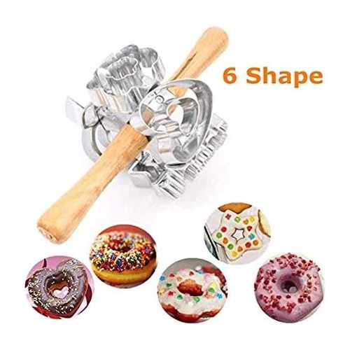  FCOZM Metal Revolving Donut Cutter Maker Machine Mold Pastry Dough Baking Roller For Cooking Baking (Aluminum2)