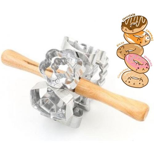  FCOZM Metal Revolving Donut Cutter Maker Machine Mold Pastry Dough Baking Roller For Cooking Baking (Aluminum2)