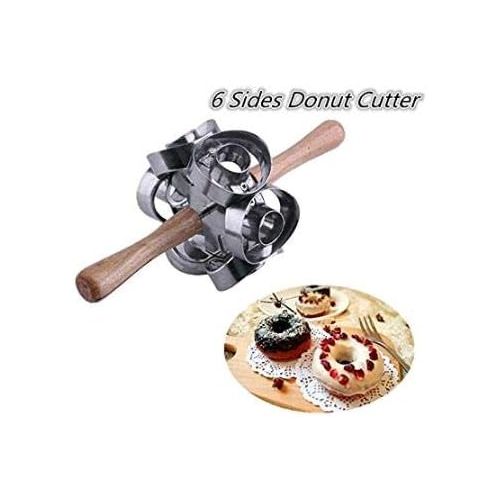  FCOZM Metal Revolving Donut Cutter Maker Machine Mold Pastry Dough Baking Roller For Cooking Baking,6 Shapes (1)