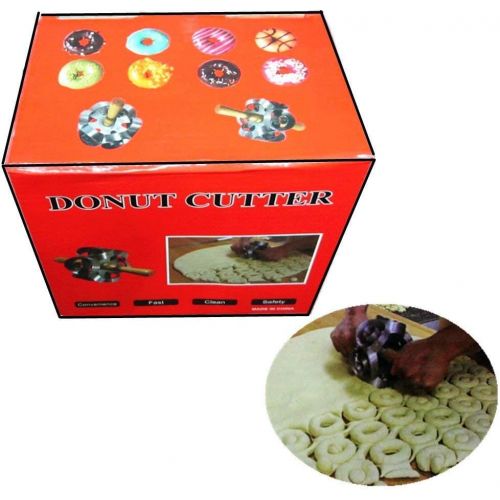  FCOZM Metal Revolving Donut Cutter Maker Machine Mold Pastry Dough Baking Roller For Cooking Baking,6 Shapes (1)