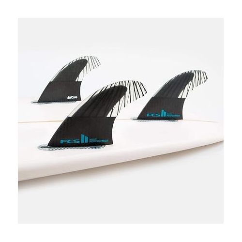  FCS II Performer Performance Core Carbon Tri Fin Set - Black/Teal - L