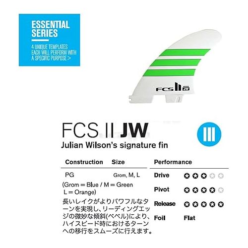  FCS II JW Performance Glass Thruster Fin Medium White/Green