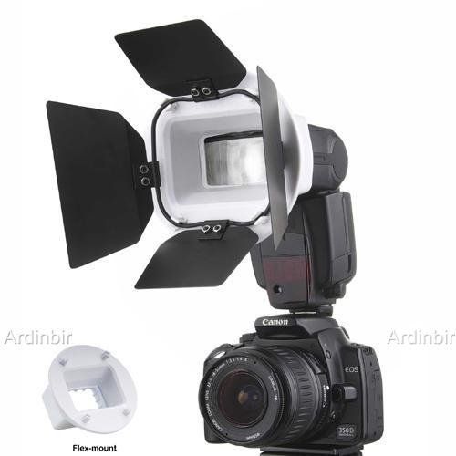  FCStudio Flash Gun Strobies Flex Mount Modifier, Adapter Kit with Softbox, Diffuser, Beauty Dish Reflector, Snoot, Honeycomb, Barndoor for Canon 580EX II, 580EX, 550EX, 430ez; Sony HVL-F32X