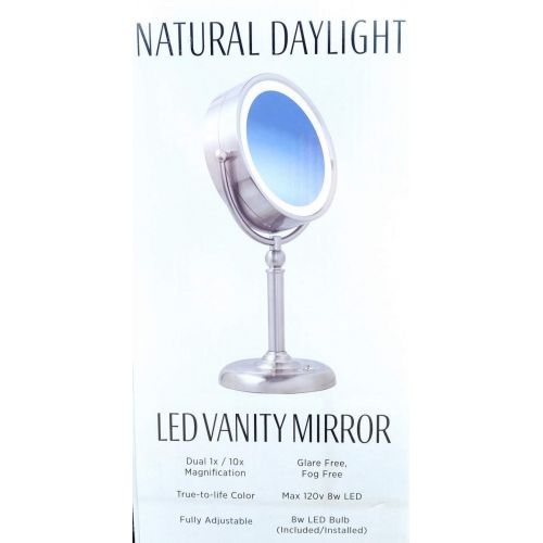  FCV Sunter Natural Daylight True Color Vanity Makeup Mirror Dual Lighted 1X & 10X Glare/Fog Free