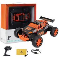 FCXBQ 1:12 Oversized Remote Control Racing Car 25km/h High Speed Off Road RC Vehicle Rechargeable 2.4G RC Auto Toy Gift for Kids 3 Age+ (Color : Orange, Size : 2 battery)