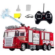 FCXBQ Water Spray Fire Truck Toy Rechargeable Electric 2.4GHz Remote Control Car with Light And Sound Creative High Simulation RC Fire Truck Model Best Gift for Kids (Size : 1 battery)