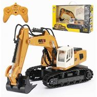 FCXBQ 1/16 Scale High Simulation RC Excavator fessional 2.4GHz 9CH Remote Control Construction Car Model 360° Rotation Electric Excavator with Rechargeable Battery (Size : 2 battery)
