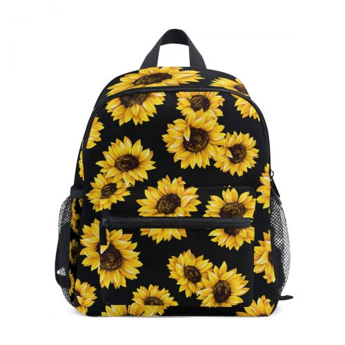  FCZ Backpack Yellow Blooming Sunflowers Black Print School Bags Boy Girl Daypack