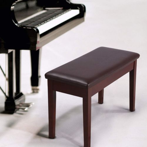  FDInspiration Brown 29.5 Duet Piano Bench Keyboard Cushion PU Leather Seat Music Sheet Storage Stool with Ebook