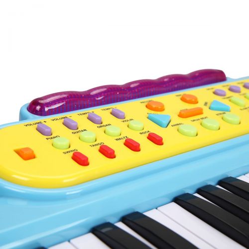  FDInspiration Blue Kids 37 Keys Electronic Keyboard Piano Musical Toy 22 Melodies w Stool & Microphone