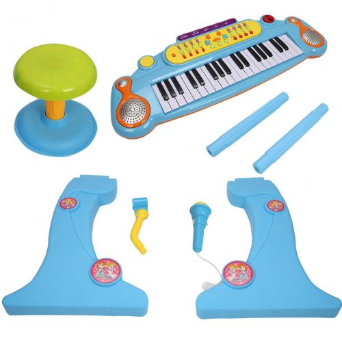  FDInspiration Blue Kids 37 Keys Electronic Keyboard Piano Musical Toy 22 Melodies w Stool & Microphone