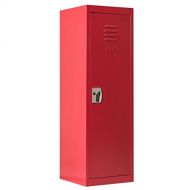 FDInspiration Red 48 Kid Iron Locker Safe Storage Single Tier Shelf w/Hanging Rod & 2 Key