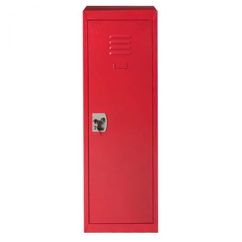  FDInspiration Red 48 Kid Iron Locker Safe Storage Single Tier Shelf w/Hanging Rod & 2 Key