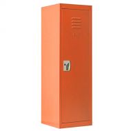 FDInspiration Orange 48 Kid Iron Locker Safe Storage Single Tier Shelf w/Hanging Rod & 2 Key
