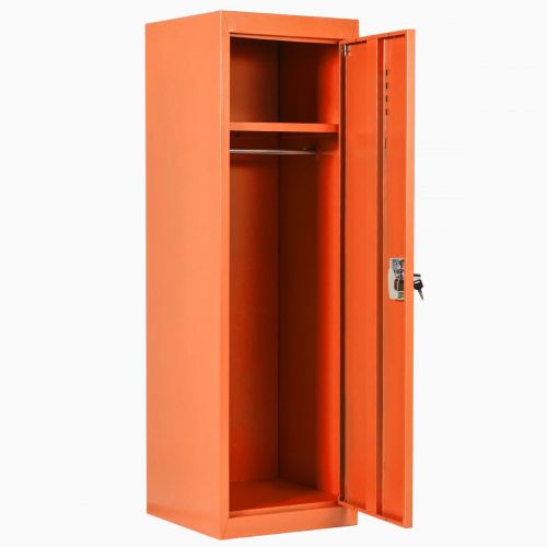  FDInspiration Orange 48 Kid Iron Locker Safe Storage Single Tier Shelf w/Hanging Rod & 2 Key