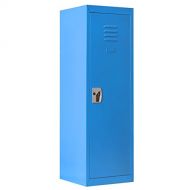FDInspiration Blue 48 Kid Iron Locker Safe Storage Single Tier Shelf w/Hanging Rod & 2 Key