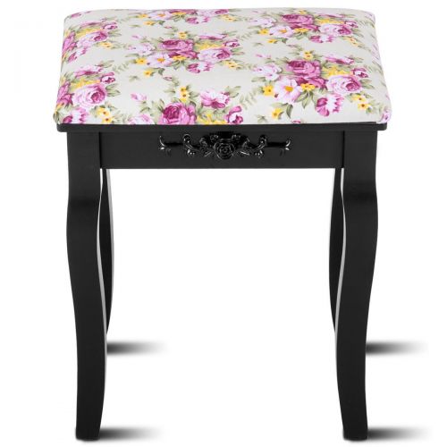  FDInspiration 20 Black Wood Dressing Cushion Stool Vanity Makeup Seat Padded Chair