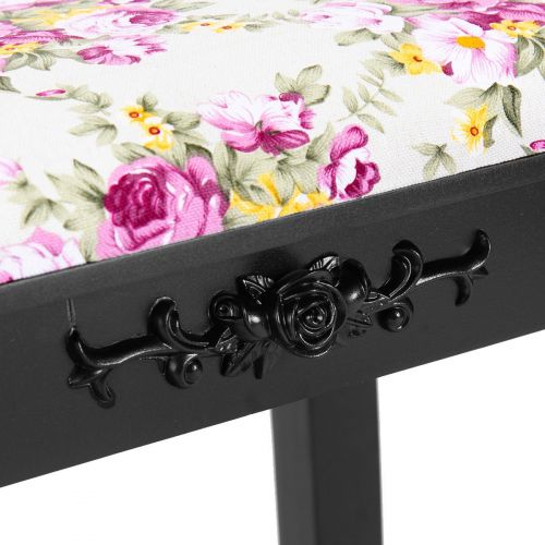  FDInspiration 20 Black Wood Dressing Cushion Stool Vanity Makeup Seat Padded Chair