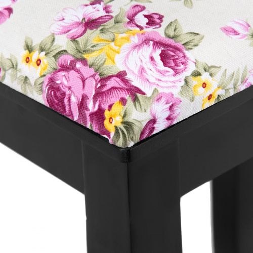  FDInspiration 20 Black Wood Dressing Cushion Stool Vanity Makeup Seat Padded Chair