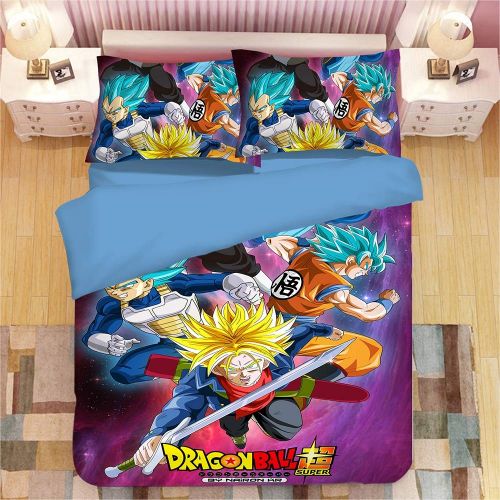  FDRT 3D Dragonball Z Goku Duvet Cover Set/Bedding for Teen Boys, Super Saiyan Pattern 3PCS 1 Duvet Cover+2 Pillow Shams (Comforter not Included)