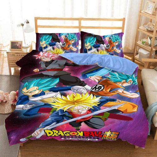  FDRT 3D Dragonball Z Goku Duvet Cover Set/Bedding for Teen Boys, Super Saiyan Pattern 3PCS 1 Duvet Cover+2 Pillow Shams (Comforter not Included)