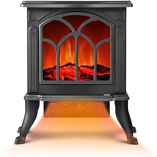  FDSAD Detached Wood Stove Heating 1500 W Electric Fireplace Heater with 3D Flame Effect, Portable Room Heater with Overheating Safety System
