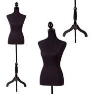 FDW Mannequin Manikin 60”-67”Height Adjustable Female Dress Model Display Torso Body Tripod Stand Clothing Forms, Black