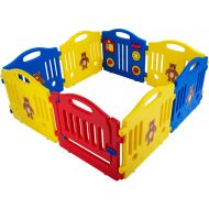 BestMassage Baby Play Yard Baby Playpen Safety Play Yard Fence Activity Centre 10 Panel with Gate Door Home Indoor Outdoor Activity Center