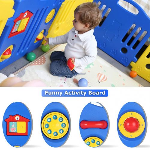  BestMassage Baby Play Yard Baby Playpen Safety Play Yard Fence Activity Centre 10 Panel with Gate Door Home Indoor Outdoor Activity Center