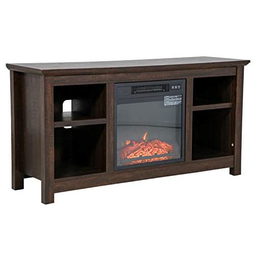  FDW Electric Fireplace TV Stand Wood Mantel for TV Up to 52 Fireplace Television Stand Console with Media Shelves, Media Entertainment Center Fireplace Console Cabinet,750W-1400W,