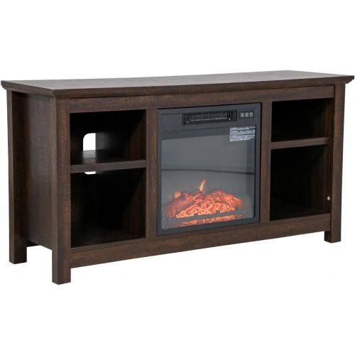  FDW Electric Fireplace TV Stand Wood Mantel for TV Up to 52 Fireplace Television Stand Console with Media Shelves, Media Entertainment Center Fireplace Console Cabinet,750W-1400W,