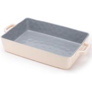 Fun elements Ceramic Baking Pan, 9 x 13 inch Rectangular Bakeware with Handles for Casserole Dishes, Cakes, Lasagna Plates, Parties and Everyday Use (Grey)