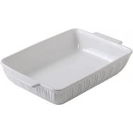 FE FUN ELEMENTS FE Baking Dish, 11x 8Rome Pillar Casserole Dish, 3.38 Quart Lasagna Pan with Handles, Ceramic Rectangular Baking Pan for Dinner & Banquet (Ivory White)