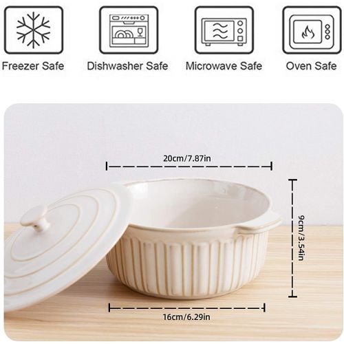  FE FUN ELEMENTS FE Casserole Dish, Ceramic Rome Pillar Bakeware with Cover, 1.7 Quart Baking Dish with Reaction Glaze for Daily Use