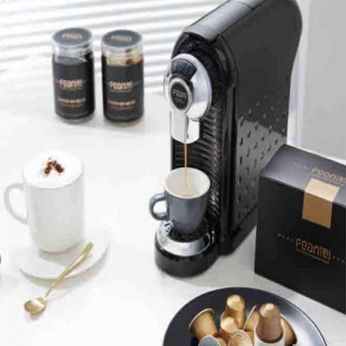  FEAN Capsule Coffee Machine 220V Compatible with Nespresso Capsule Portable Stainless Steel Black Capsule Coffee Machine Espresso Coffee Maker Capsule Coffee Machine For Household