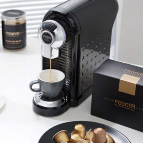  FEAN Capsule Coffee Machine 220V Compatible with Nespresso Capsule Portable Stainless Steel Black Capsule Coffee Machine Espresso Coffee Maker Capsule Coffee Machine For Household