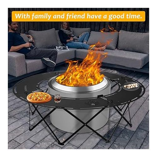  Fire Pit Solo Stove Surround Tabletop, Suitable for Bonfire Wood Burning Outdoor Fire Pit,Easy to Install and Portable,Ideal for Courtyard and Outdoor Camping,Black