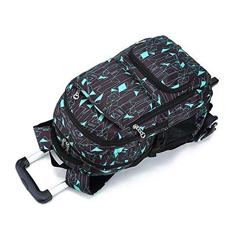  FEC High-Capacity School Bag Backpack for Girl and Boy Students Rolling Trolley Bags Six Wheels Climbing Stairs Blue Box