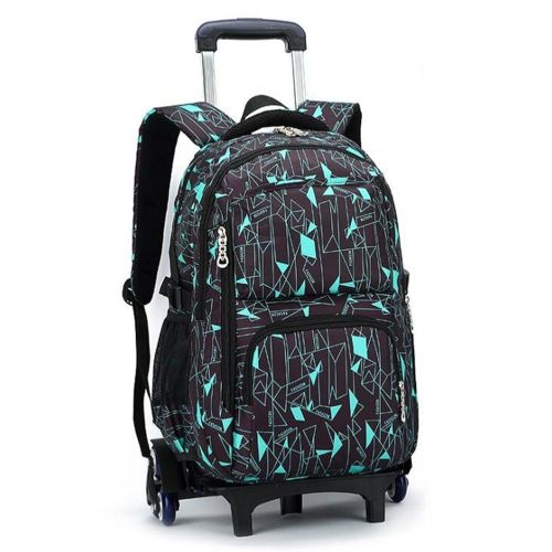  FEC High-Capacity School Bag Backpack for Girl and Boy Students Rolling Trolley Bags Six Wheels Climbing Stairs Blue Box