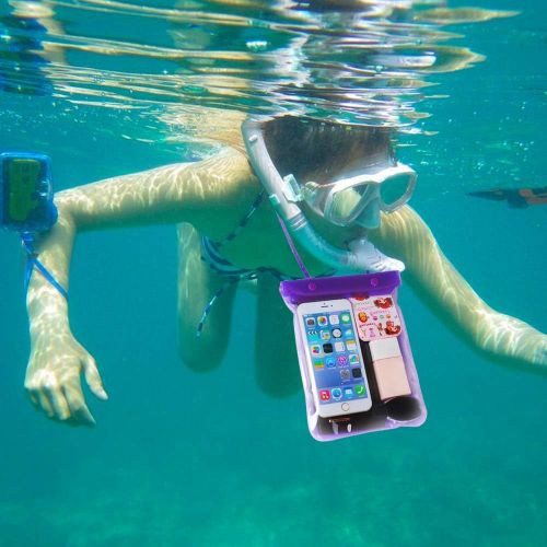  [아마존베스트]FECEDY 4 Packs Universal Waterproof Case Big Phone Dry Bag Pouch Tablet case for 2pcs iPhone 12 11 Pro Xs/XR/X/Max 10 9 8 7 6S Plus Samsung Galaxy S10 S10e S9 S8 +/Note 9 8, Pixel