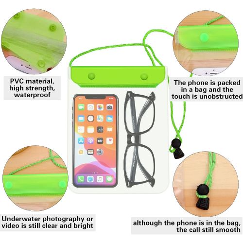  [아마존베스트]FECEDY 4 Packs Universal Waterproof Case Big Phone Dry Bag Pouch Tablet case for 2pcs iPhone 12 11 Pro Xs/XR/X/Max 10 9 8 7 6S Plus Samsung Galaxy S10 S10e S9 S8 +/Note 9 8, Pixel