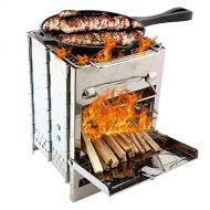 FEEE ZC Folding Stainless Steel Wood Burning Stove Barbecue Grill Home Outdoor Camping Picnic Portable Convenient and Easy to use