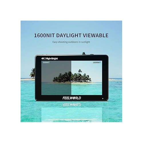  FEELWORLD F6 PLUSX 5.5 Inch 1600nit High Bright DSLR Camera Field Touch Screen Monitor with Waveform HDR 3D Lut Small Full HD 1920x1080 IPS Video Peaking Focus Assist 4K HDMI Type-c Input